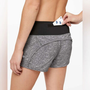 Lululemon Run Times Short II *4" Heather Lux Multi Black / Black Size 4